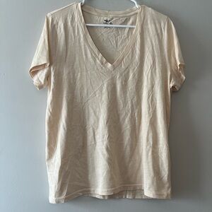 J. Crew Cream V-Neck Short Sleeve Tee *flaw